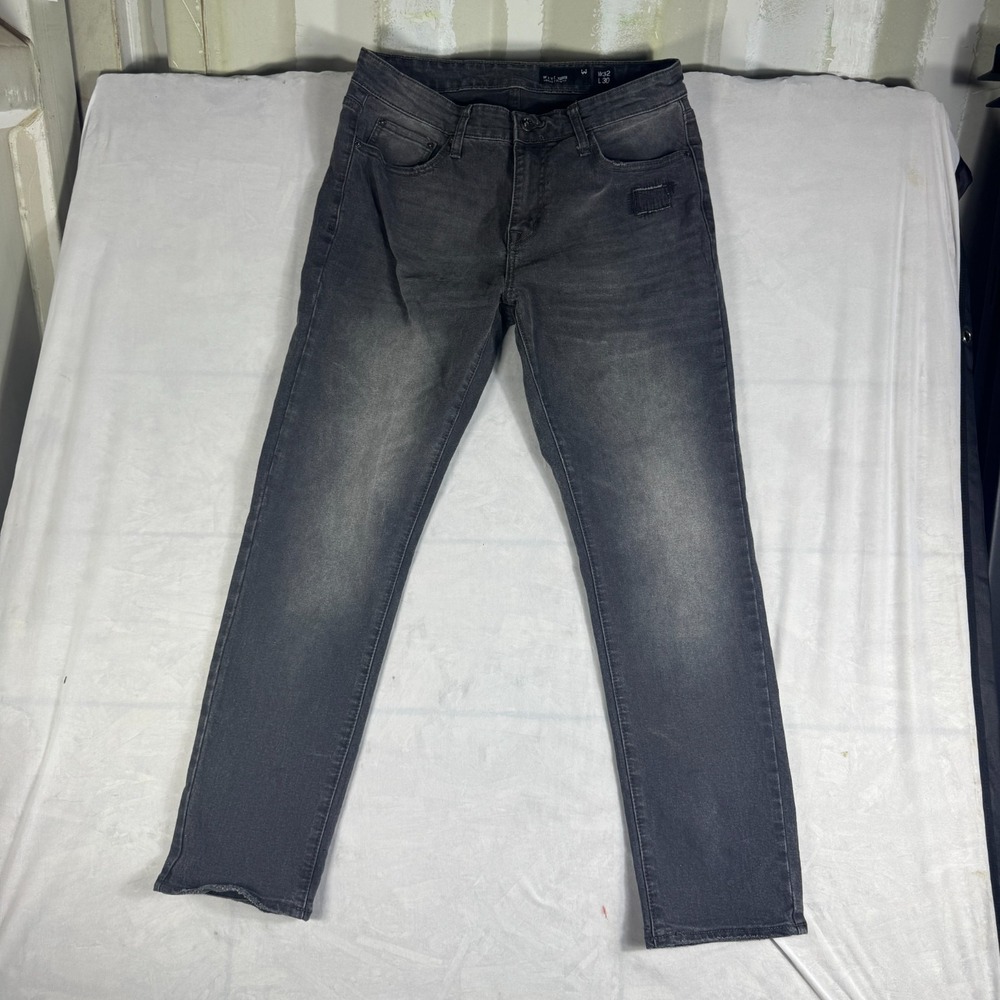 WXYZ Nomad Jeans Men's 32x30 Black Denim Slim Fit 5-Pockets Whiskered Streetwear